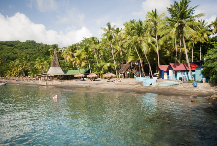 The palm-fringed bay at Anse Chastenet